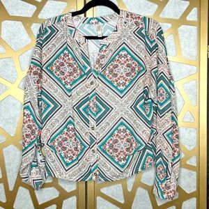 Floral Paisley Button‎ Down Blouse
